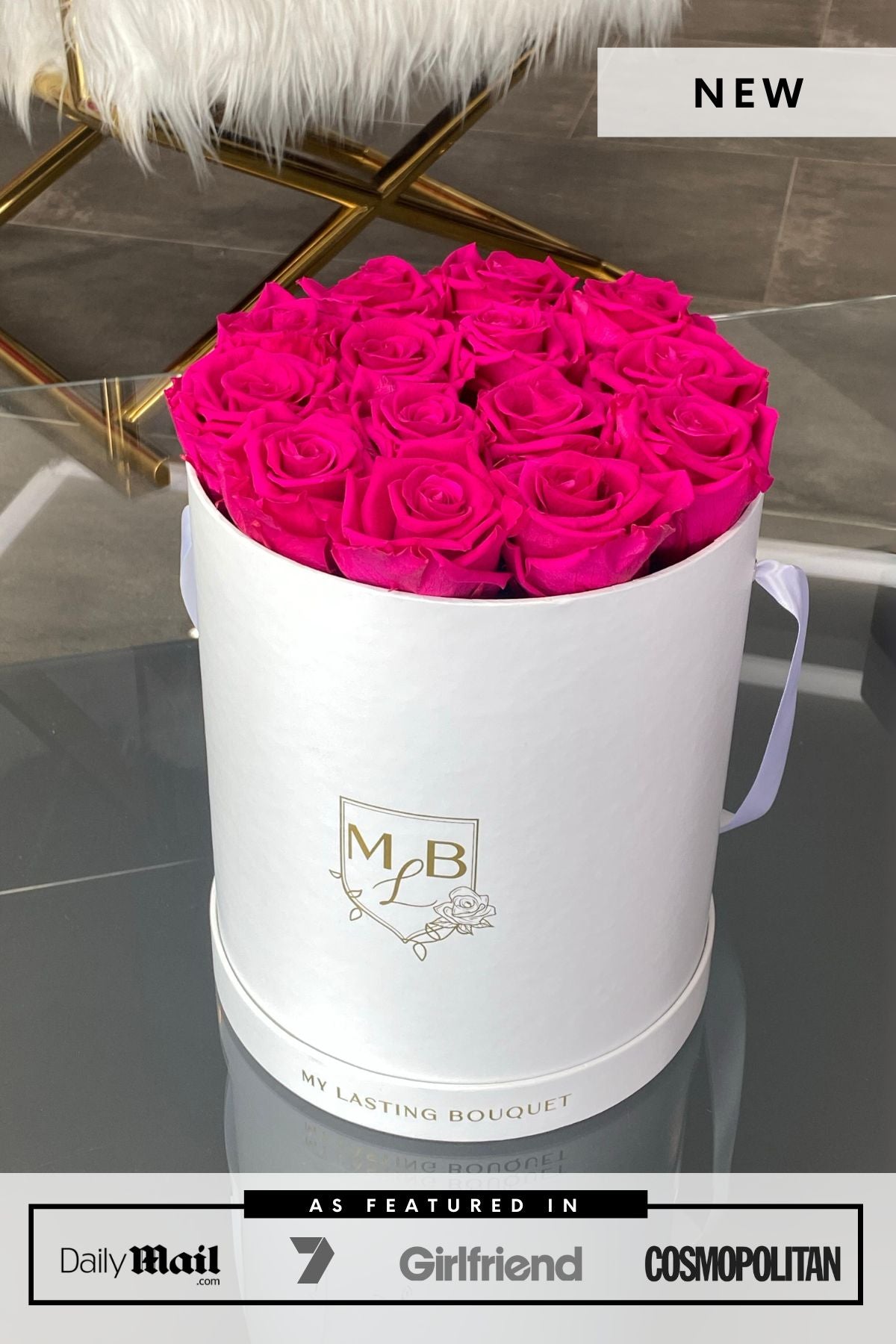 Round Rose Box- Hot Pink Roses