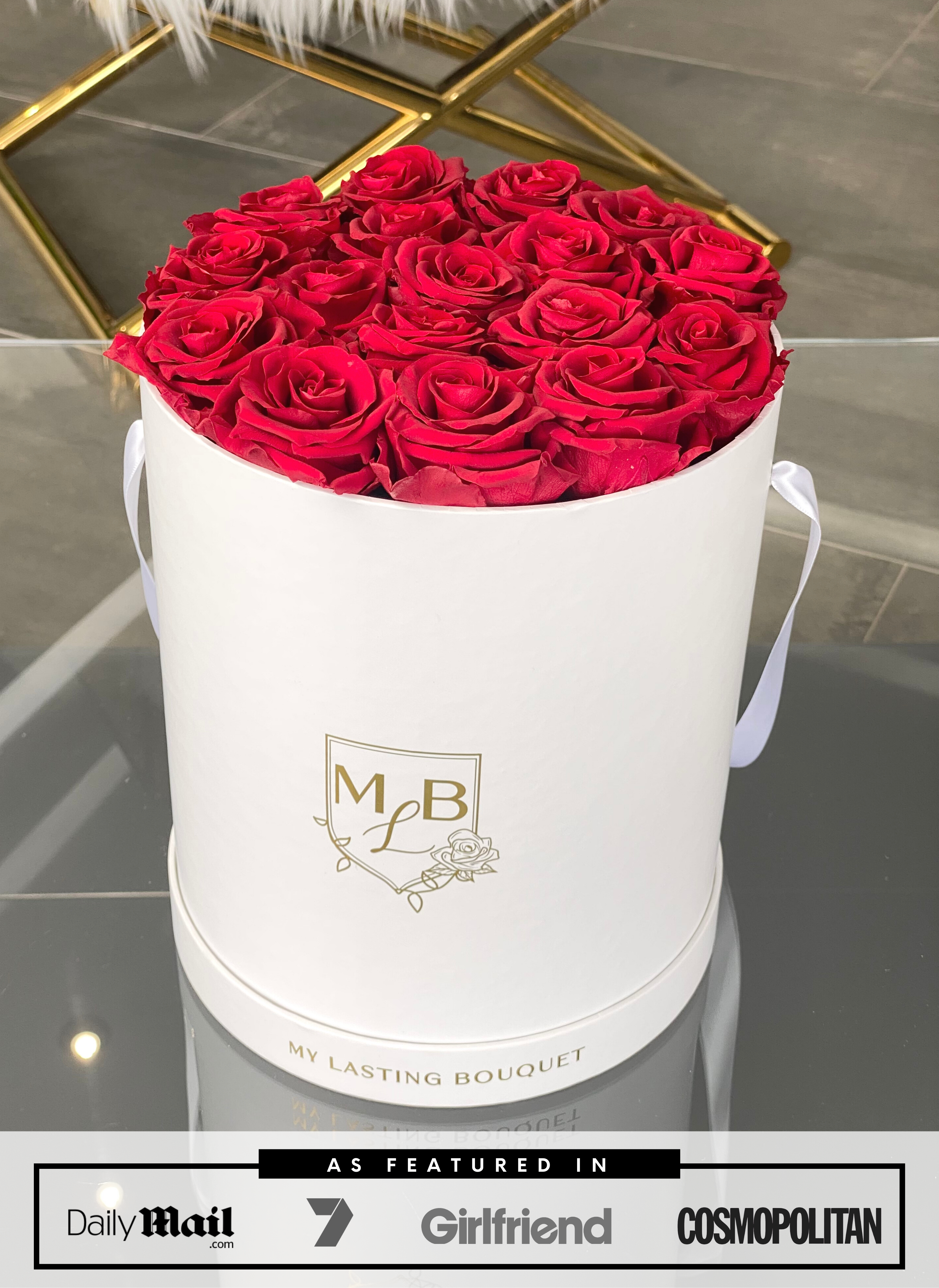 Round Rose Box- Red Roses - My Lasting Bouquet