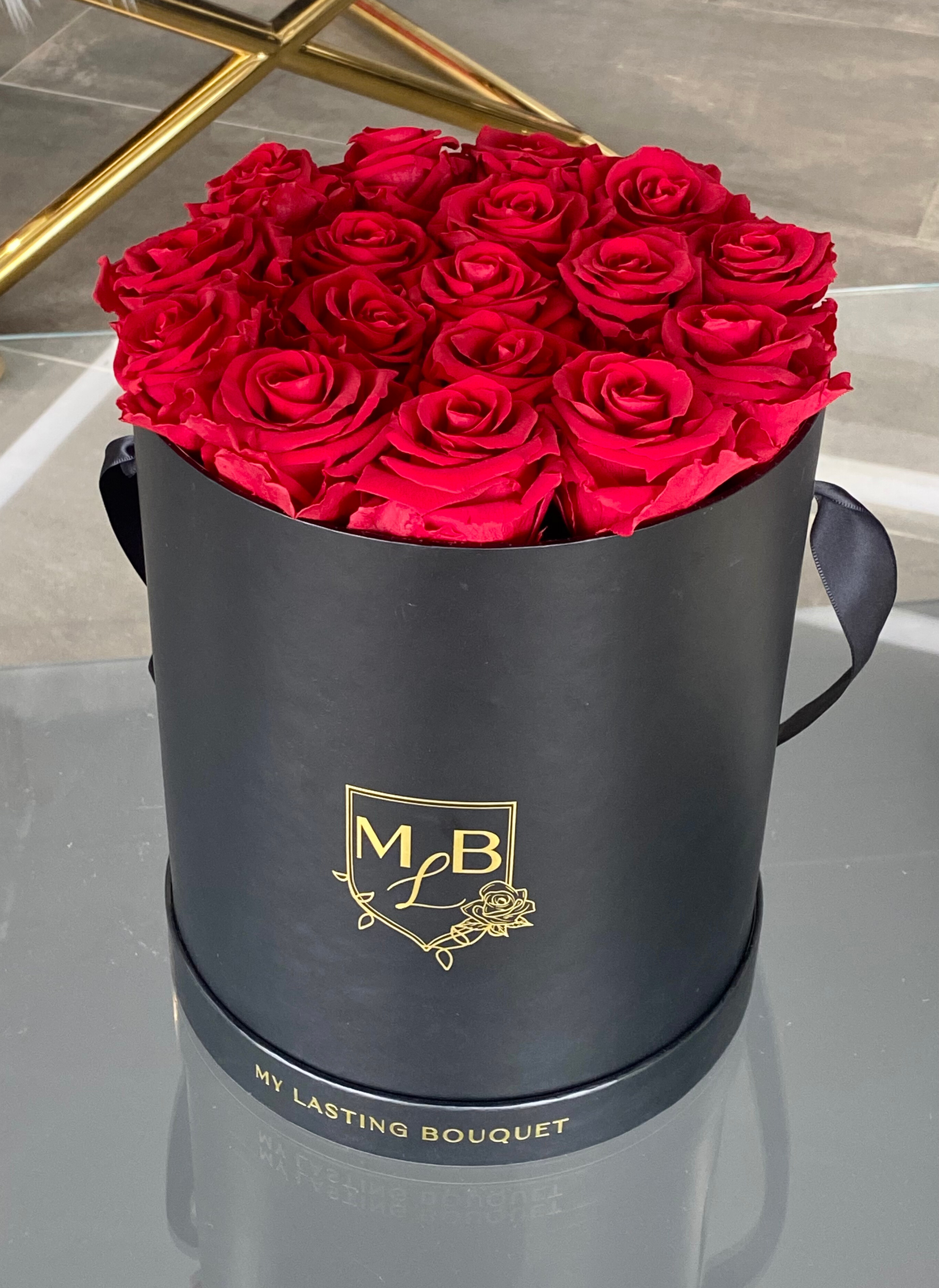 Round Rose Box- Red Roses - My Lasting Bouquet