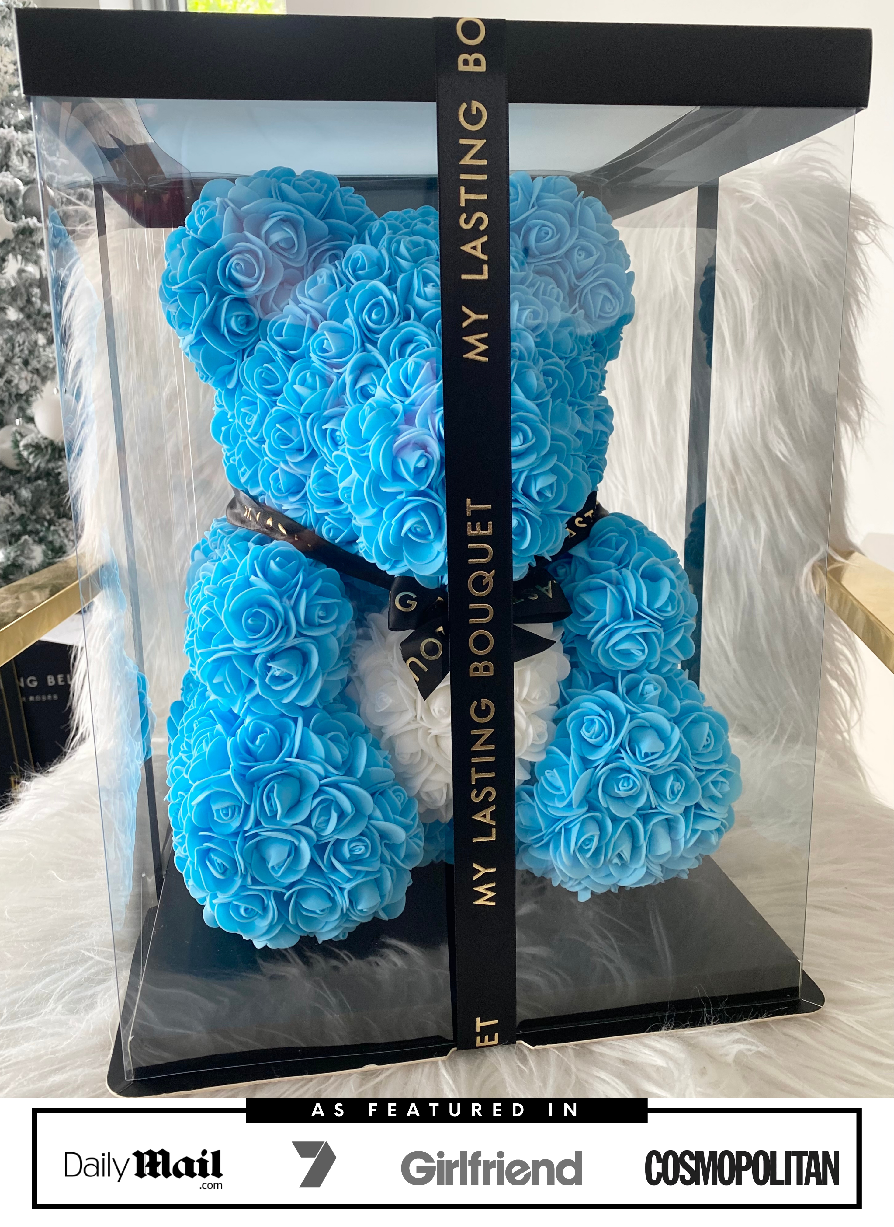 Blue Rose Bear - 45cm - My Lasting Bouquet