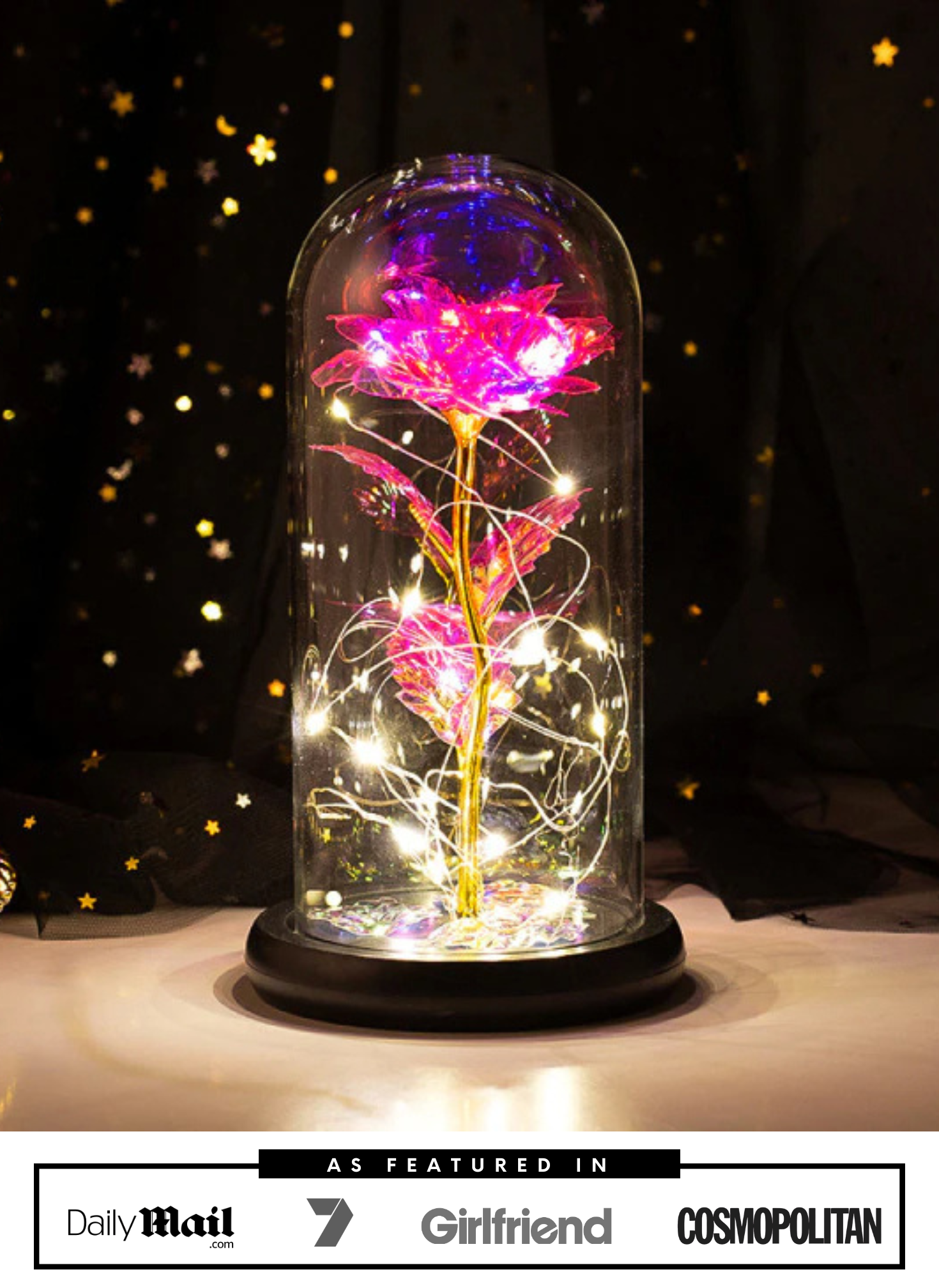 My Lasting Bouquet™️ Pink LED Rose Dome