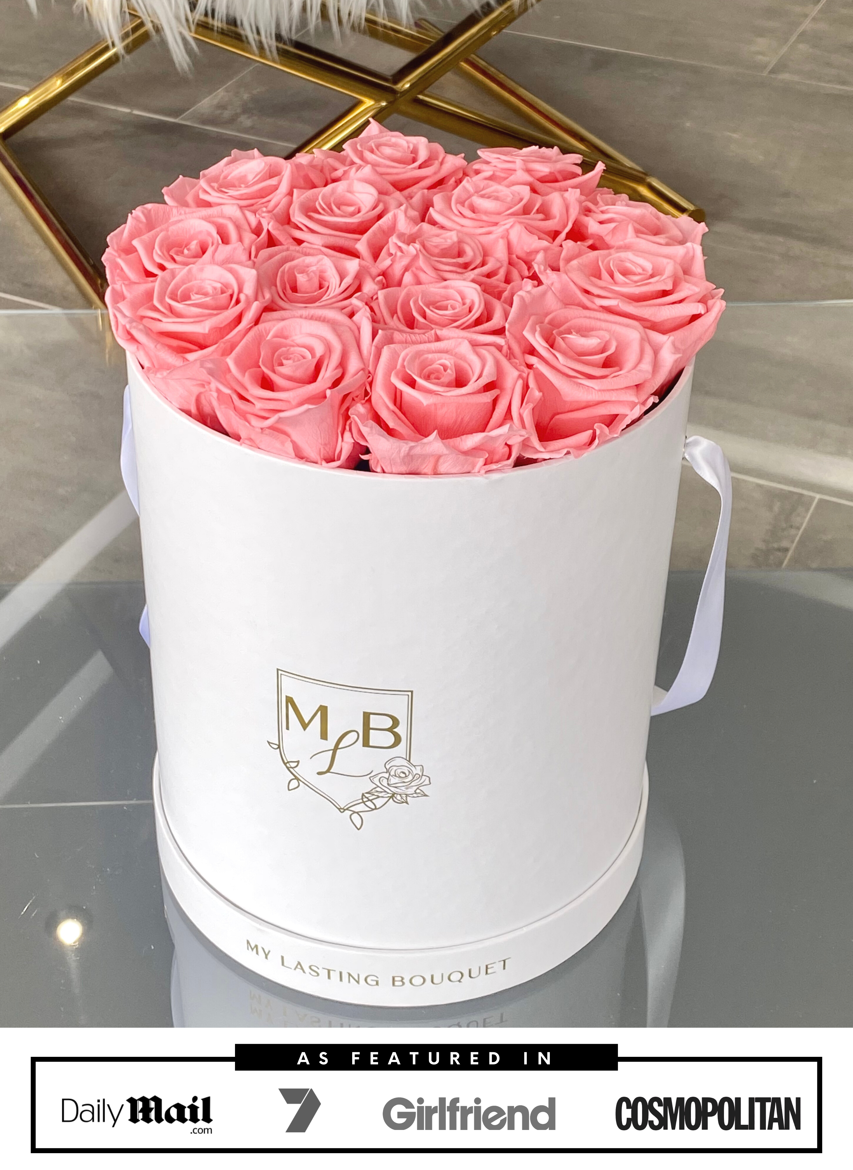Round Rose Box- Baby Pink Roses - My Lasting Bouquet