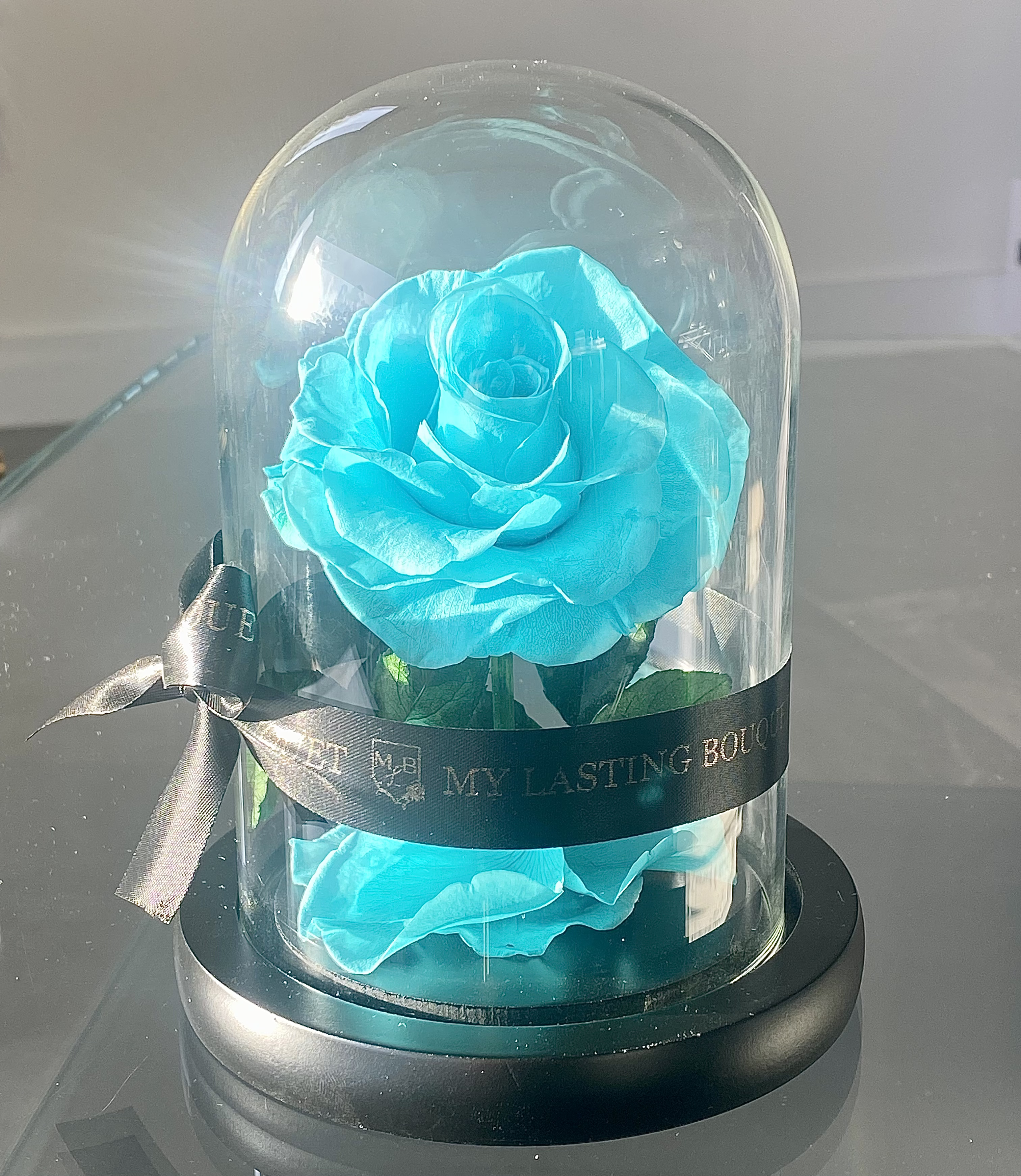 Aqua Mini Rose Dome - My Lasting Bouquet